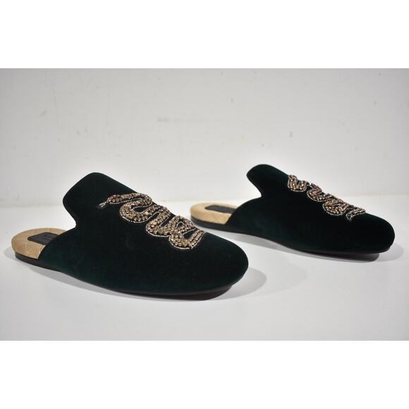 Gucci Lawrence Princetown Green Crystal Snake Slide Loafer Mule Slipper Flats 36 - Picture 3 of 12